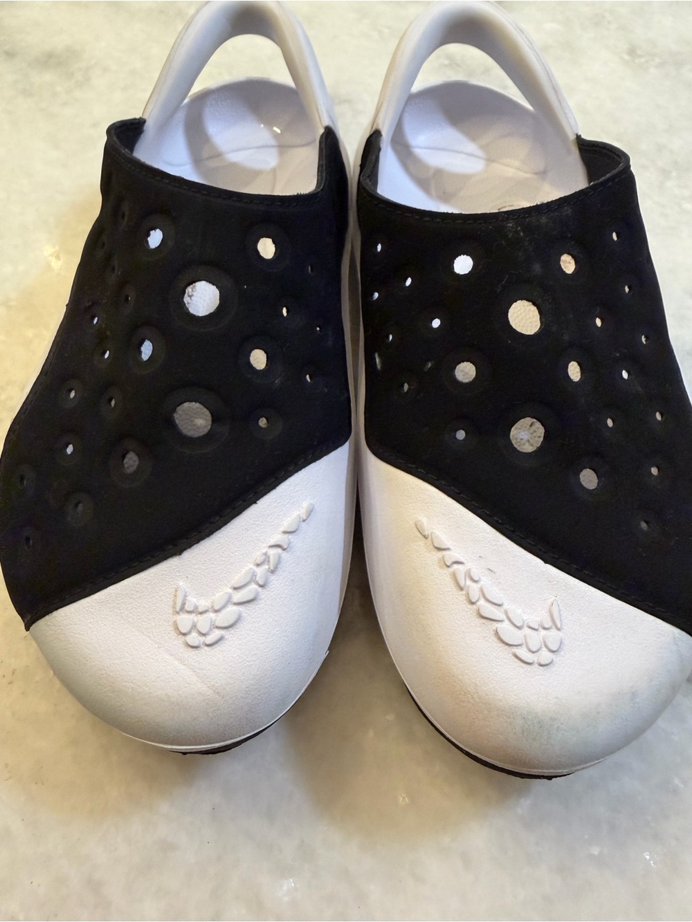 Nike Kids Black and White Slip-On Sandals
